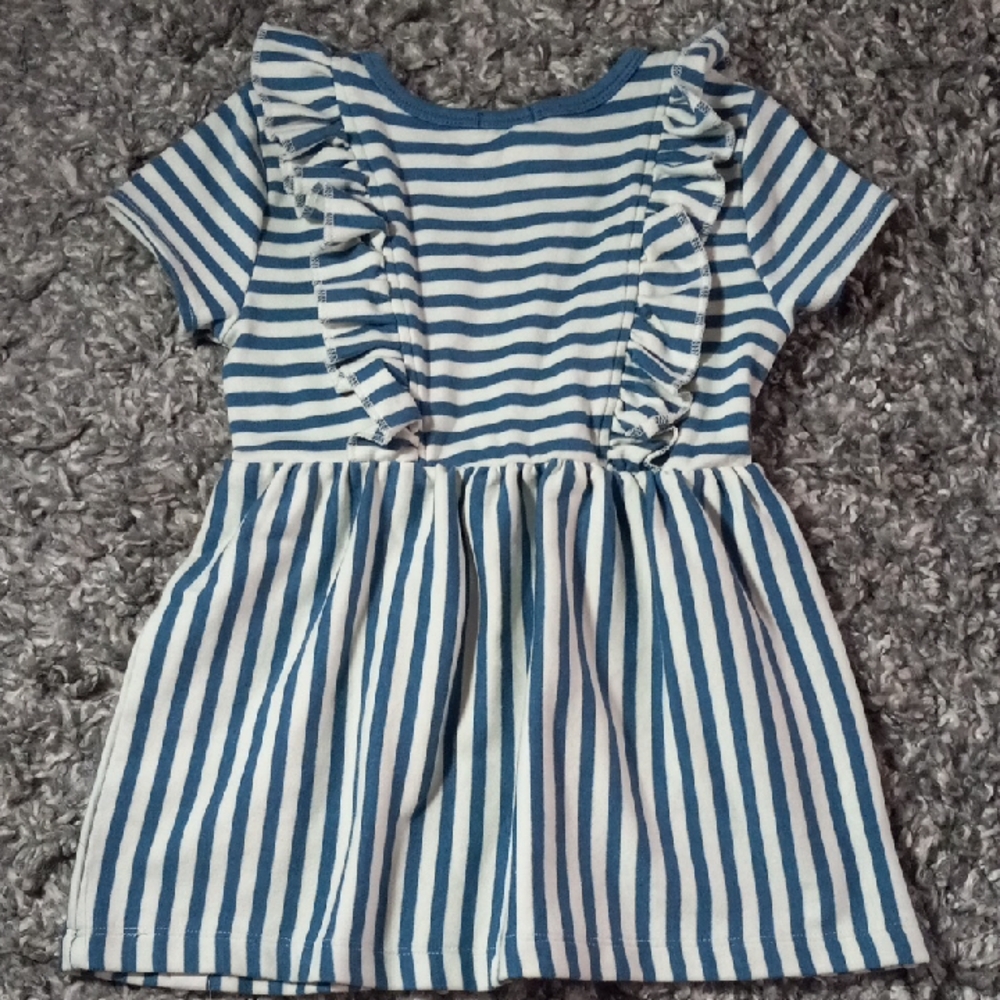 Kids Striped Blue Kids Top with Ruffles Size 5 Girl - Picture 6 of 6